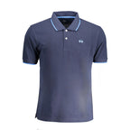 Blue Cotton Men Polo Shirt