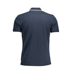 Blue Cotton Men Polo Shirt
