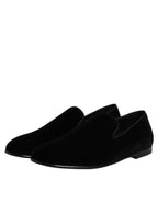 Black Velvet Slip On Loafers Formal Shoes