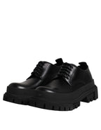 Black Leather Lace Up Derby Men Dress Shoes