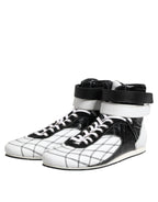 Black White Leather High Top Sneakers Shoes