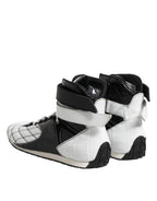 Black White Leather High Top Sneakers Shoes