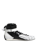 Black White Leather High Top Sneakers Shoes