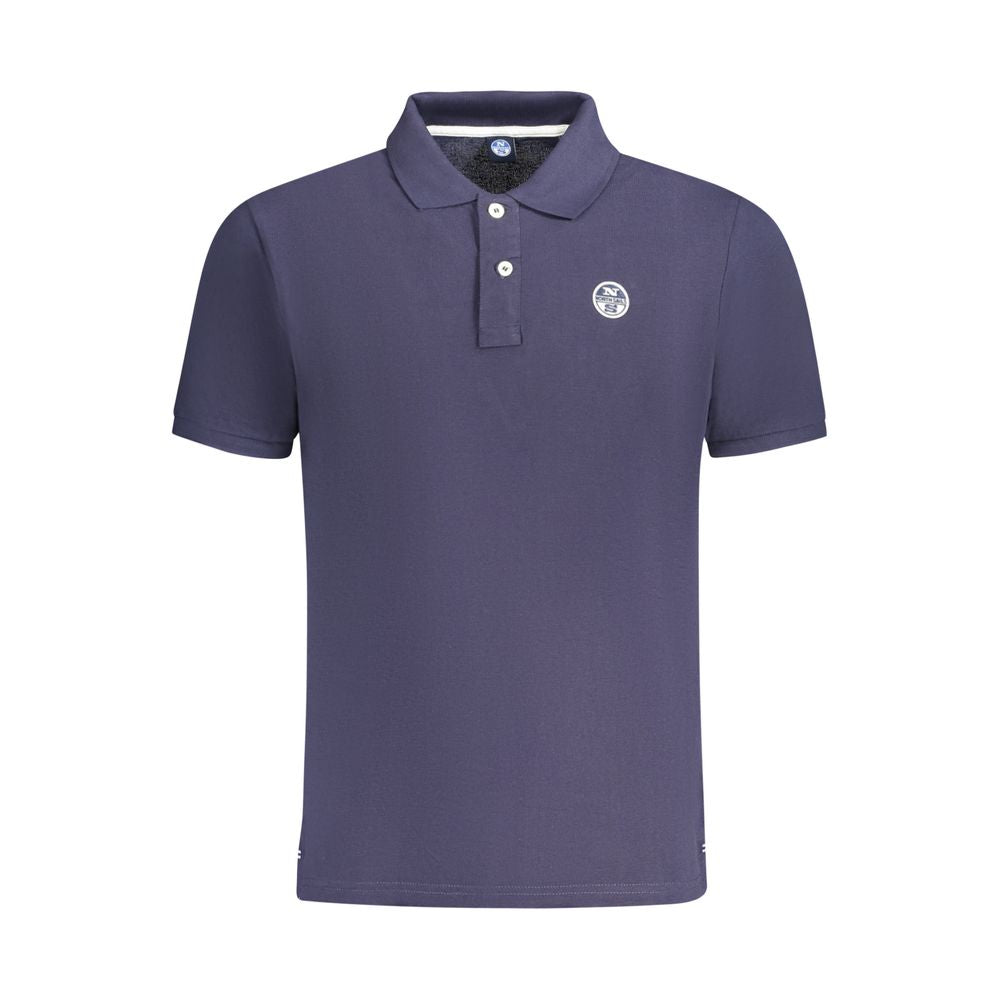 Blue Cotton Men Polo