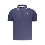 Blue Cotton Men Polo