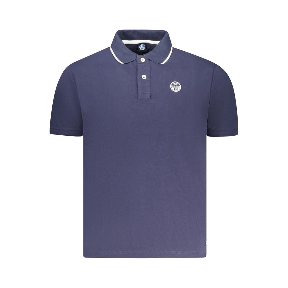 Blue Cotton Men Polo