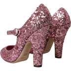 Pink Sequin Mary Jane Pumps High Heels Shoes
