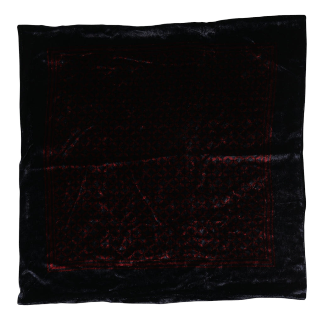 Black Red Viscose Square Men Foulard Scarf