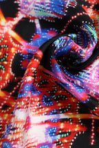 Black Multicolor Print Square Foulard Scarf