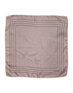 Beige Dotted Silk Square Men Foulard Scarf