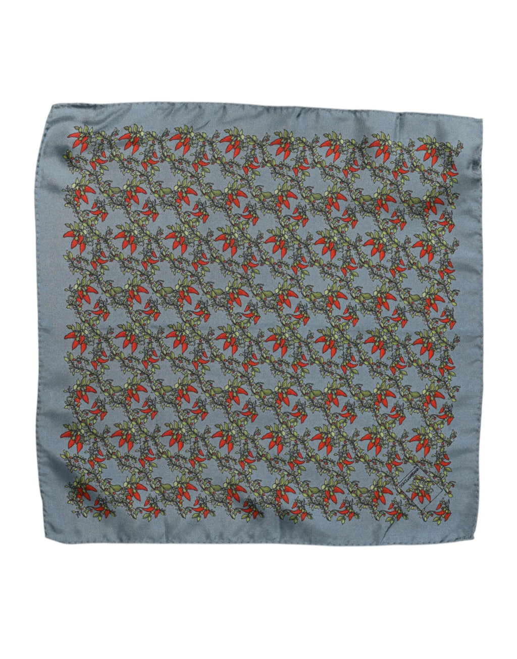 Gray Chilis Silk Square Men Foulard Scarf