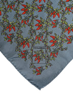Gray Chilis Silk Square Men Foulard Scarf