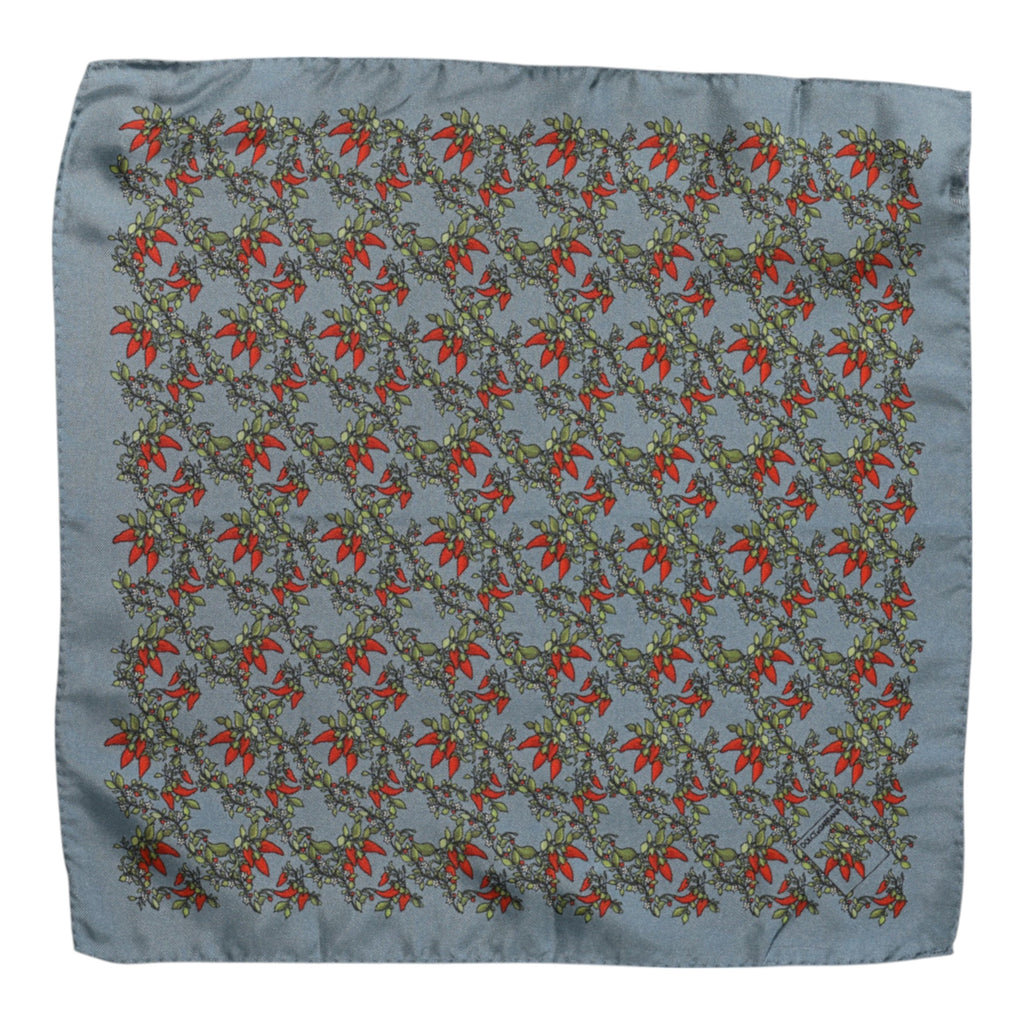 Gray Chilis Silk Square Men Foulard Scarf