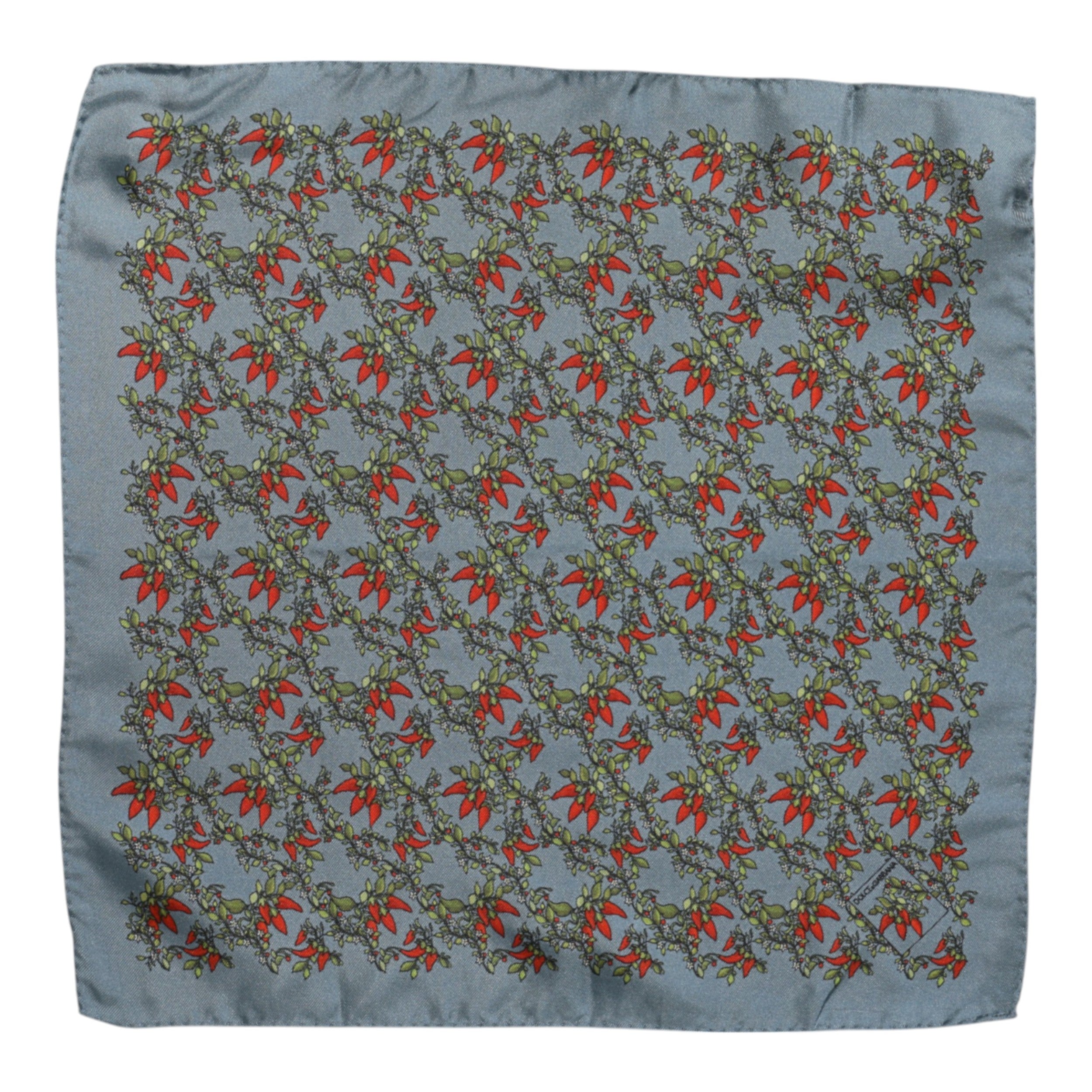 Gray Chilis Silk Square Men Foulard Scarf