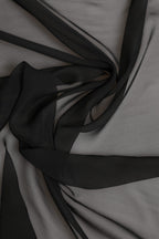 Gray Black Silk Square Women Foulard Scarf