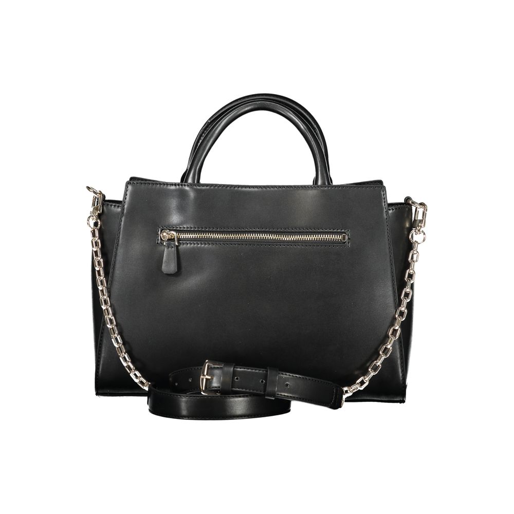 Black Polyurethane Women Handbag