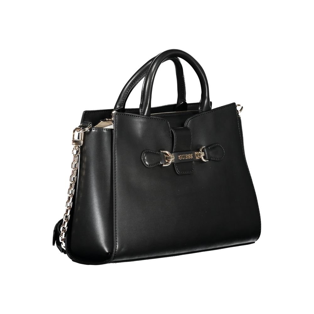 Black Polyurethane Women Handbag