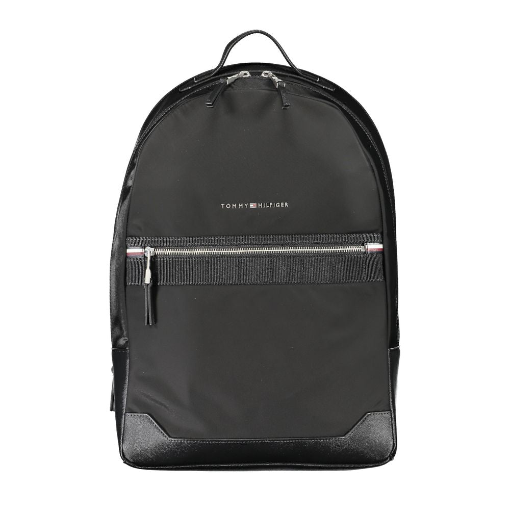 Black Polyester Men Backpack