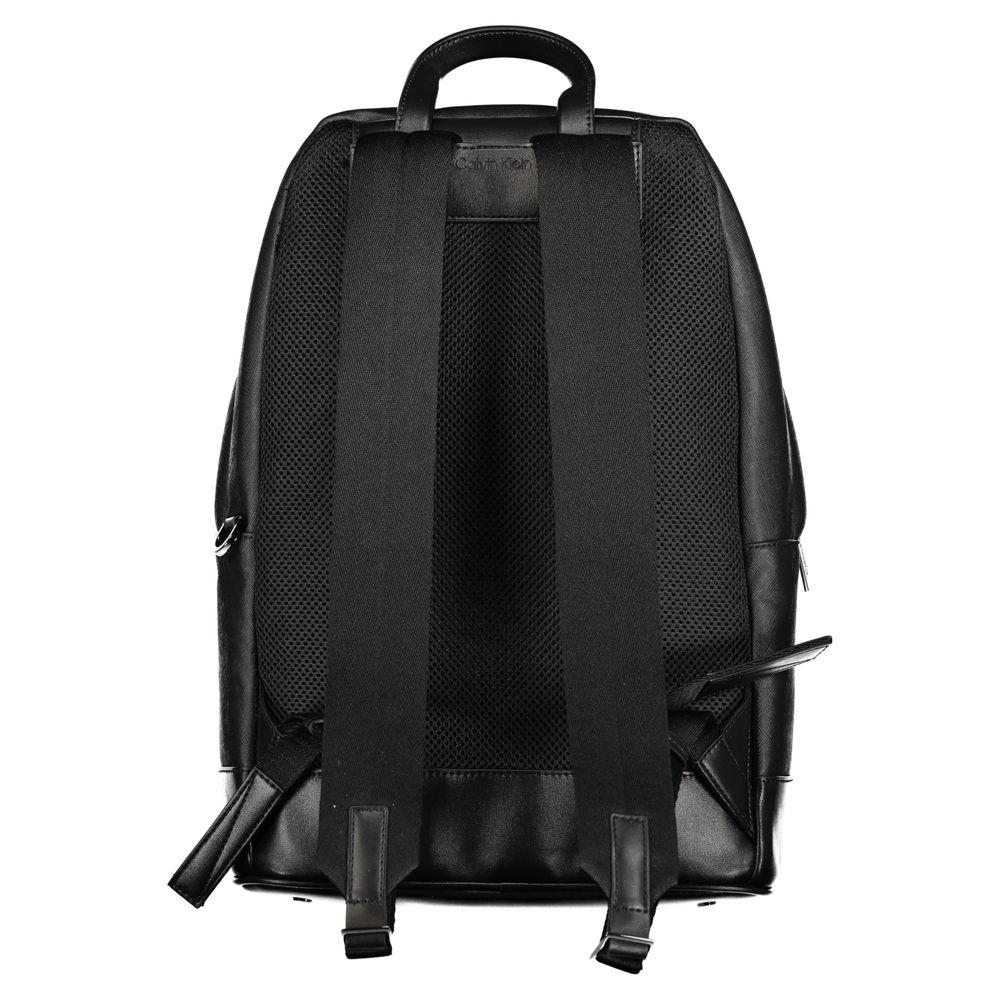 Black Polyester Men Backpack