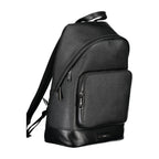Black Polyester Men Backpack
