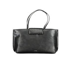 Black Polyester Women Handbag