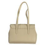 Beige Polyurethane Women Handbag