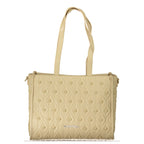Beige Polyurethane Women Handbag