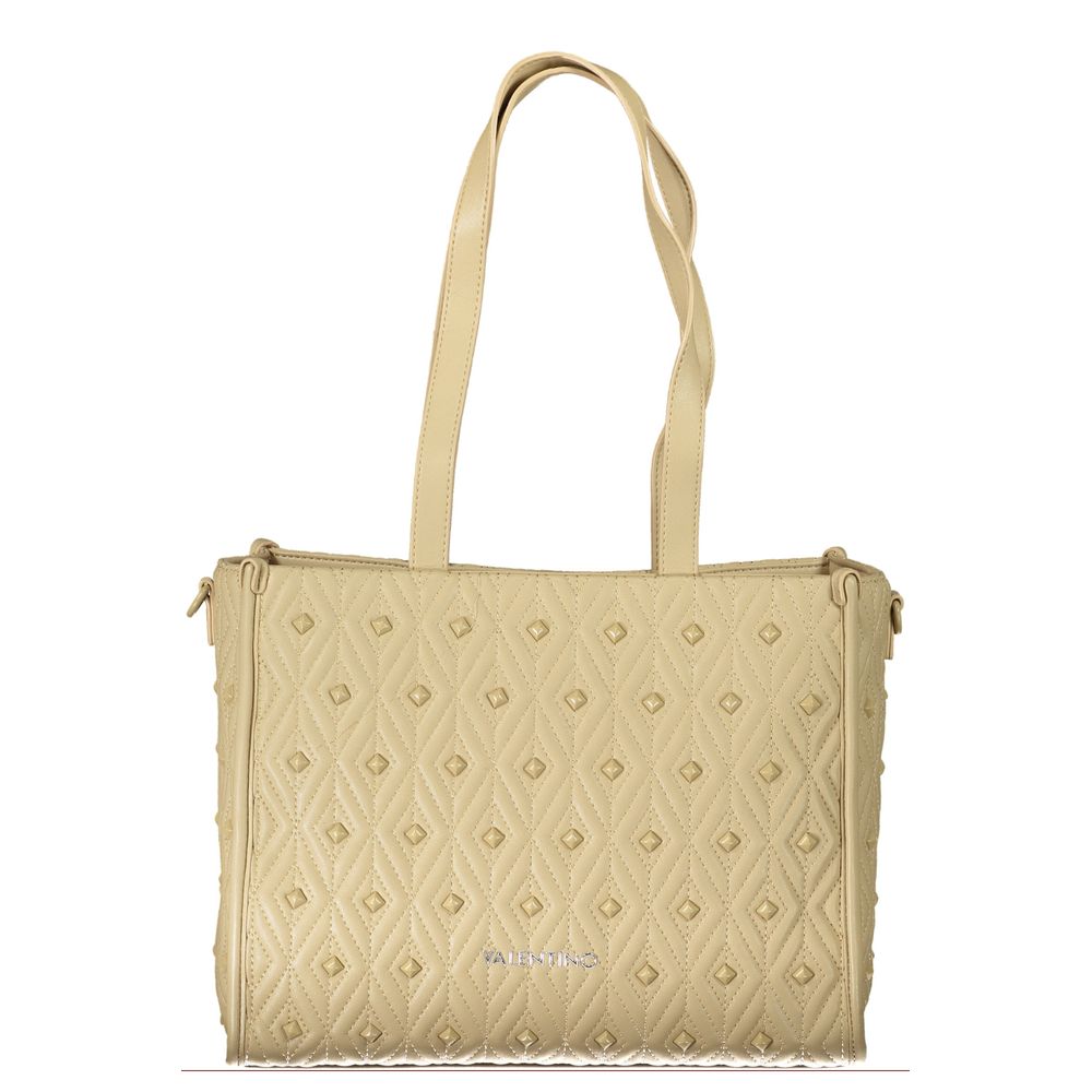 Beige Polyurethane Women Handbag
