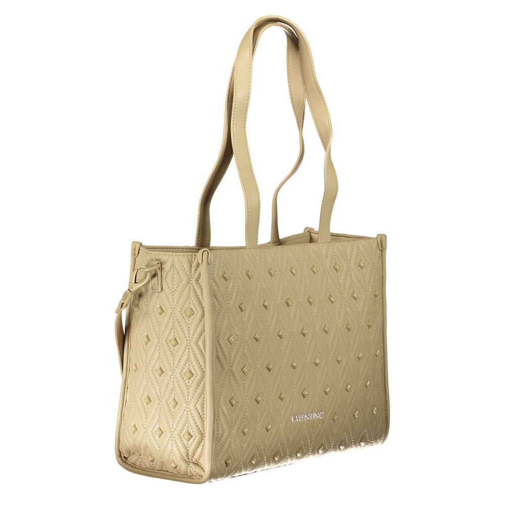 Beige Polyurethane Women Handbag