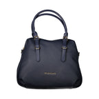 Blue Polyurethane Women Handbag