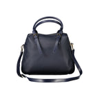 Blue Polyurethane Women Handbag