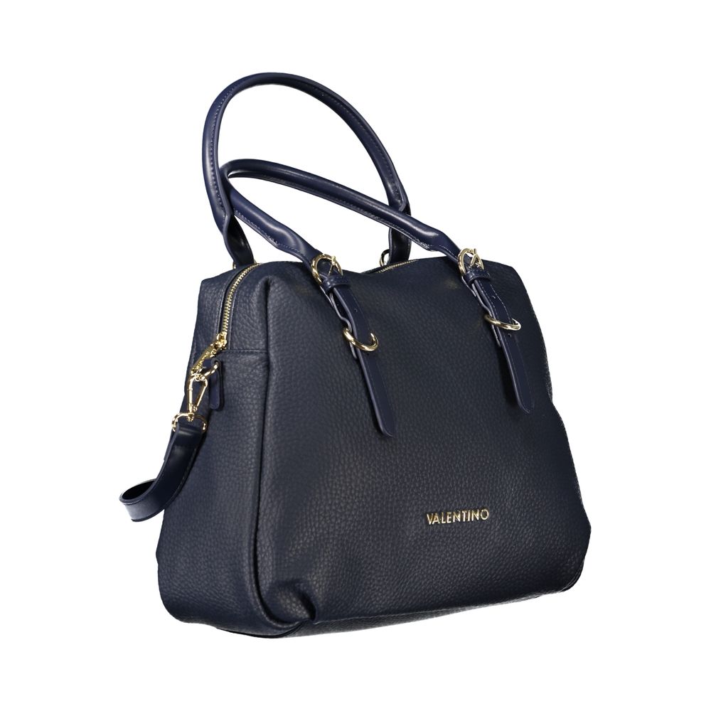Blue Polyurethane Women Handbag