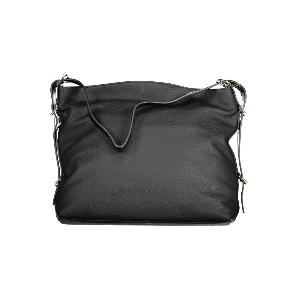 Black Polyurethane Women Handbag