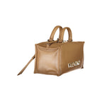 Beige Polyurethane Women Handbag