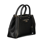 Black Polyurethane Women Handbag