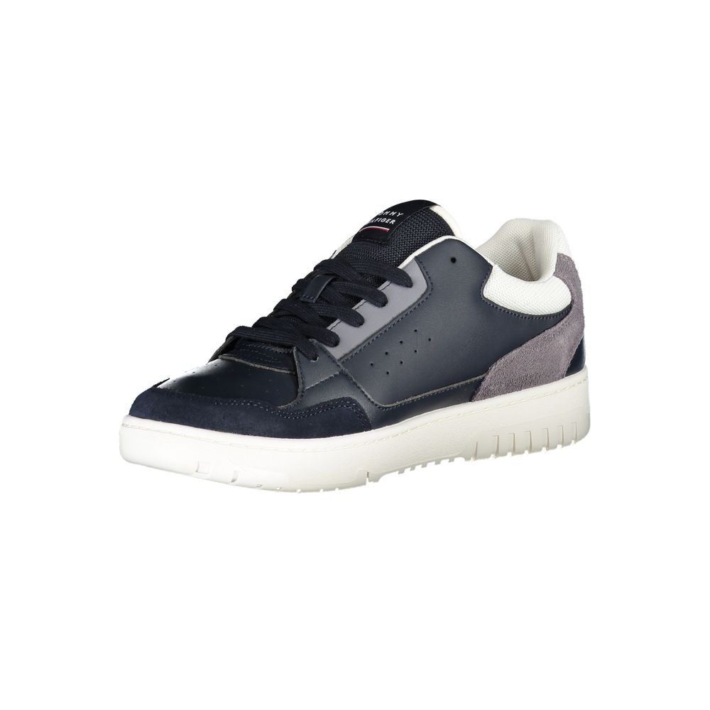 Blue Polyurethane Men Sneaker