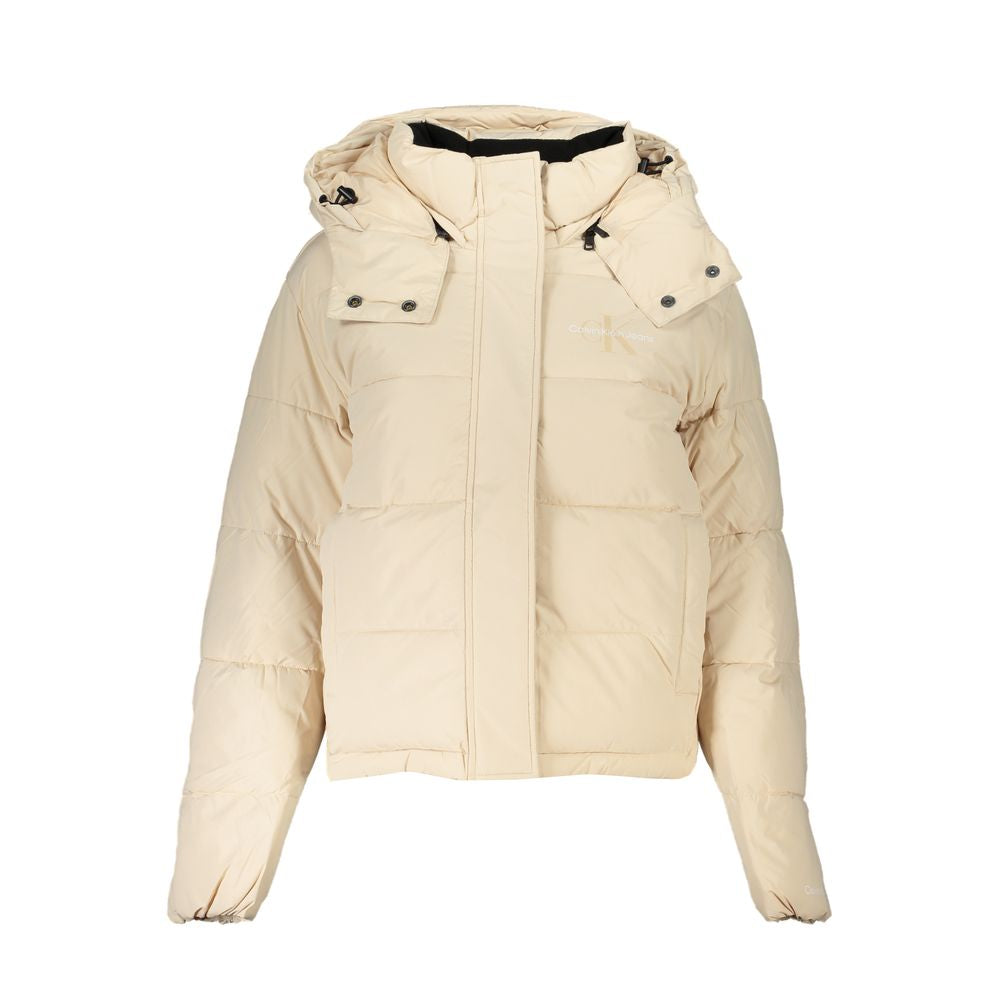 Beige Polyester Women Jacket
