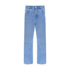 Blue Cotton Straight-Leg Jeans