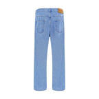 Blue Cotton Straight-Leg Jeans