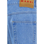 Blue Cotton Straight-Leg Jeans