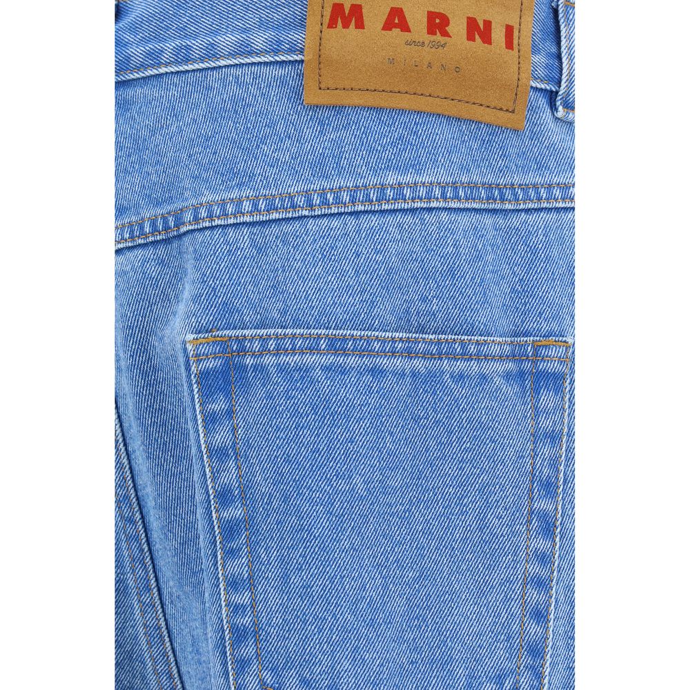 Blue Cotton Straight-Leg Jeans