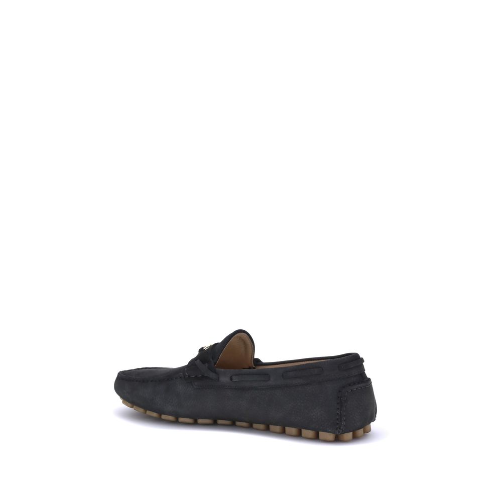 Black Calf Leather Bos Taurus Slip-On Loafers