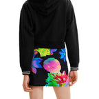 Black Cotton Mini Skirt
