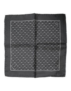Black Fish Print Silk Square Men Foulard Scarf