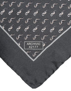 Black Fish Print Silk Square Men Foulard Scarf