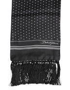 Black White Polka Dot Fringes Foulard Scarf