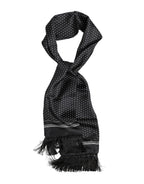 Black White Polka Dot Fringes Foulard Scarf