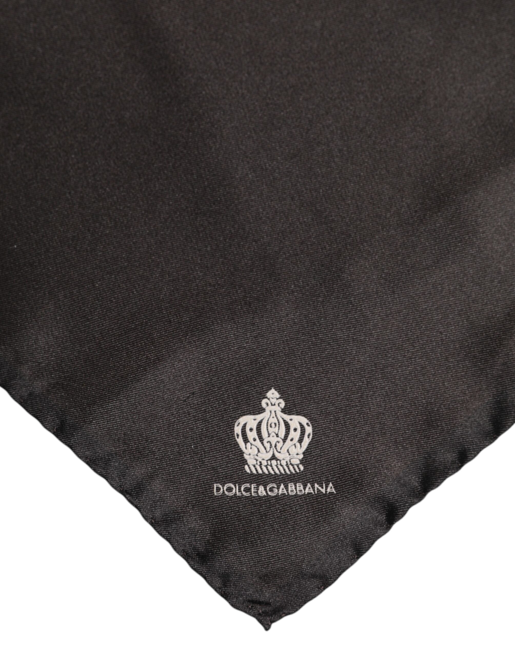 Brown DG Crown Silk Square Men Foulard Scarf