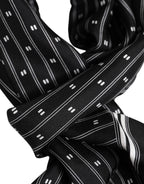 Black Silk Printed Fringes Men Foulard Scarf