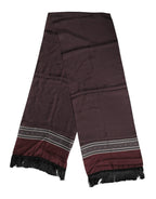 Maroon Dotted Silk Fringes Foulard Scarf